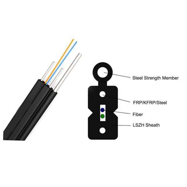 Plywood Drum FTTH Drop Fiber Optic Cable Singlemode KFRP Strength Member