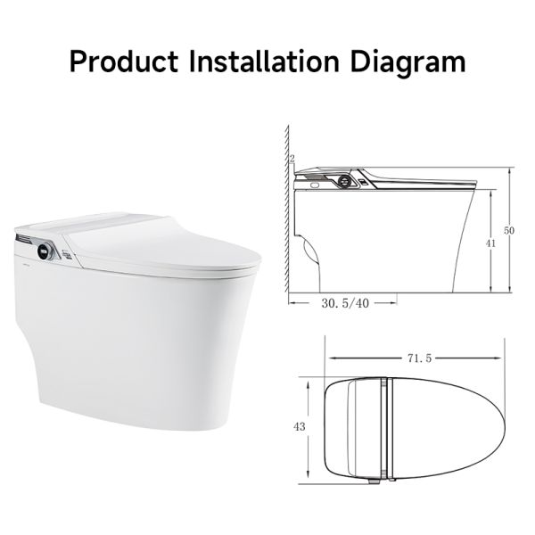 ARROW Intelligent Bidet Toilet with Self-cleaning Glazed Ceramic and Siphon Jet Flushing in One Piece Modern Design