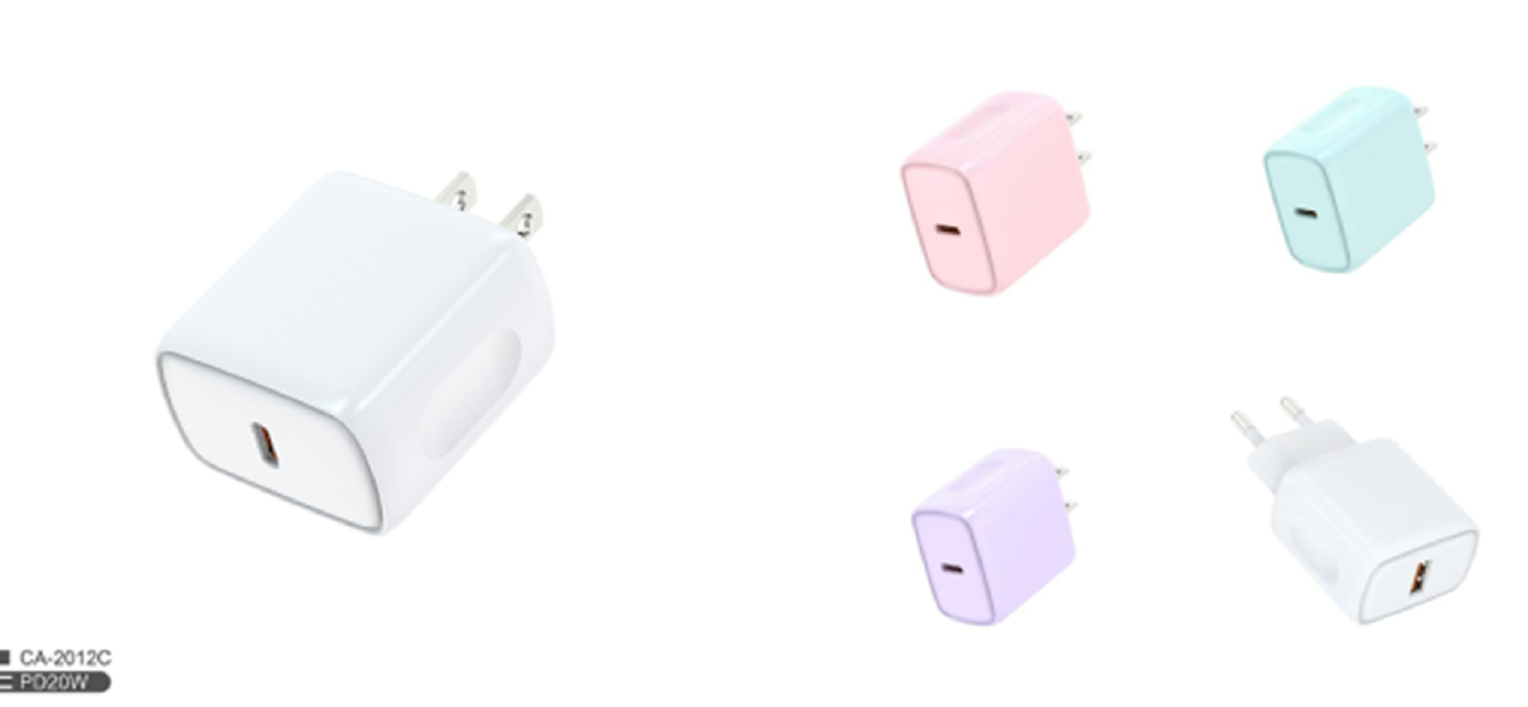 20W PD USB-C Charger,U.S. Plug, 100-240V Global Input,Red/Purple/Blue/White