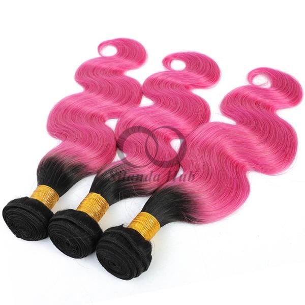 #T1B/Pink Body Wave Remy Human Hair Bundles Sew In Weave Bundles Brazilian Bundle Deals