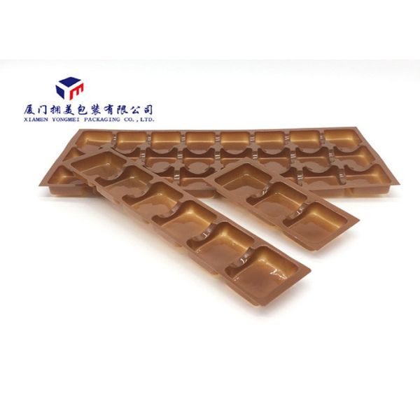 Brown Color Plastic Retail Packaging Boxes Vacuumformed PET Tray Pack Chocolates