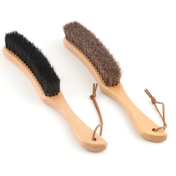 Customized Logo Coat Hat Cleaning Dust Brush Horsehair Pig Hair Plastic Dusting Brush Wooden Brush