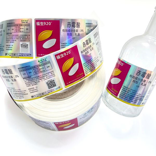 Custom Printing Vinyl Plastic Sticker Hologram Laser Cosmetic Silver Fragrance Adhesive Label Sticker for Glass Bottle