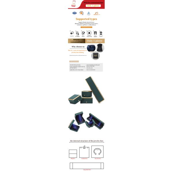 OEM Rectángulo LED caja de joyas Eco Friendly para brazalete collar de pendientes anillo de embalaje