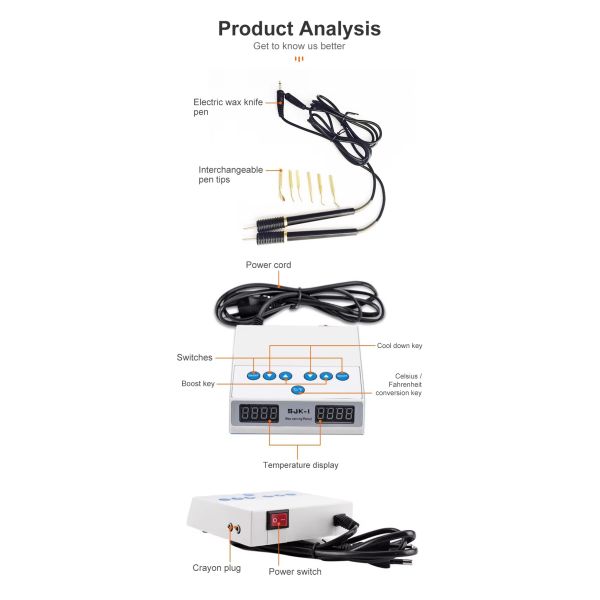 Cuchillo de tallado con cera de estilo mini Ultra delgado Máquina de tallado de calentamiento dental con pluma doble