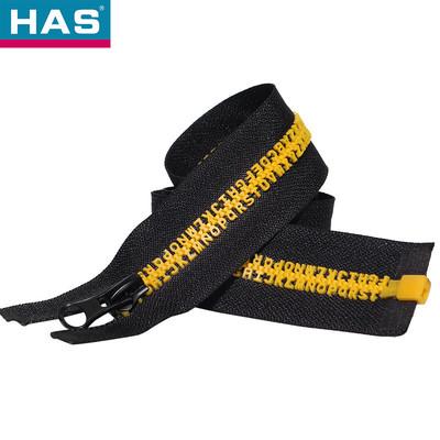 Open End Resin Zipper With Yellow Specialized Letters For Clothing