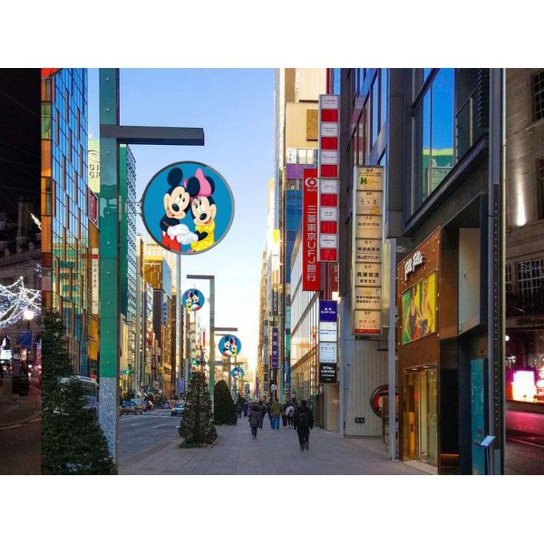 Round Design Outdoor Full Color Led Display Mini Logo Sign Fixed Installation