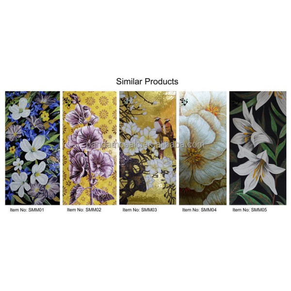 Hallway Wall Decor Handmade Mosaic Flower Backsplash Tile Glass Tile Mosaic Mural Patterns