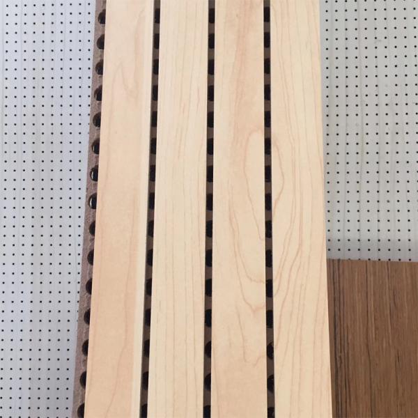 Home Decoration Wooden Grooved Acoustic Panel Polyester Fiber Material