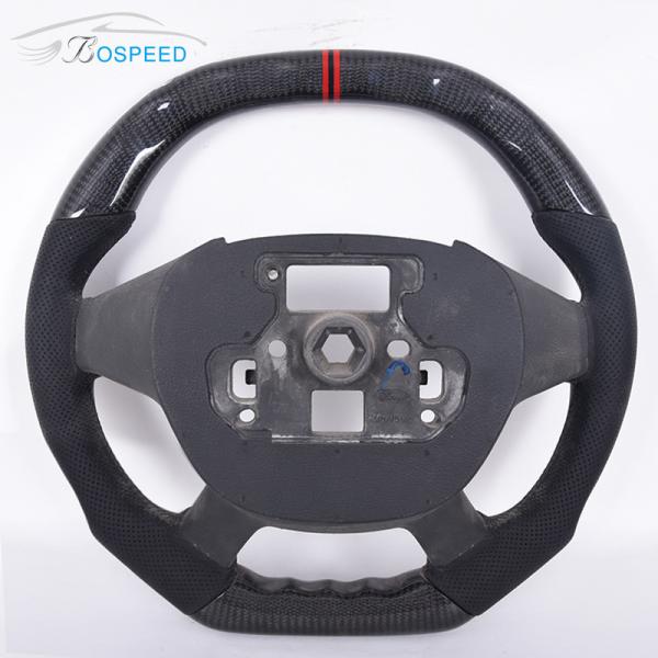 Perforated Leather Ford Carbon Fiber Steering Wheel Sports Plain Weave