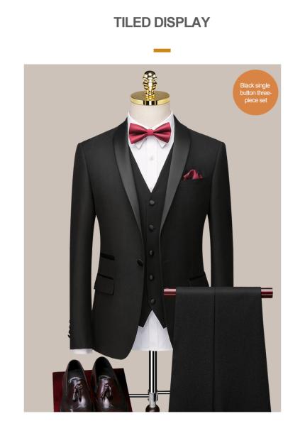 Customized Logo Printing Groom's Suit Slim Business Casual Green Fruit Collar Jacket