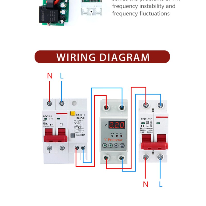 Din Rail Digital Electric Protection 63A 40A Adjustable Automatic Voltage Regulator Single Phase AC Current Made Copper PC