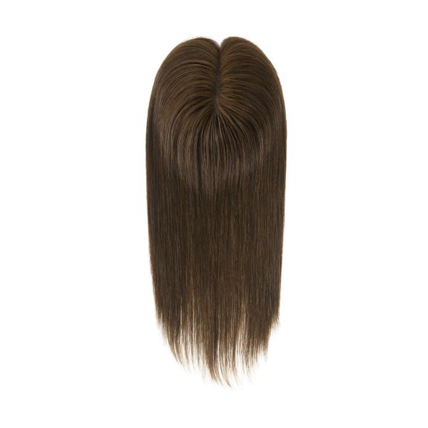 100% Remy Hair human Hair Brazilian 12 inch hair double lace in middle with wefts back for hair topper for women