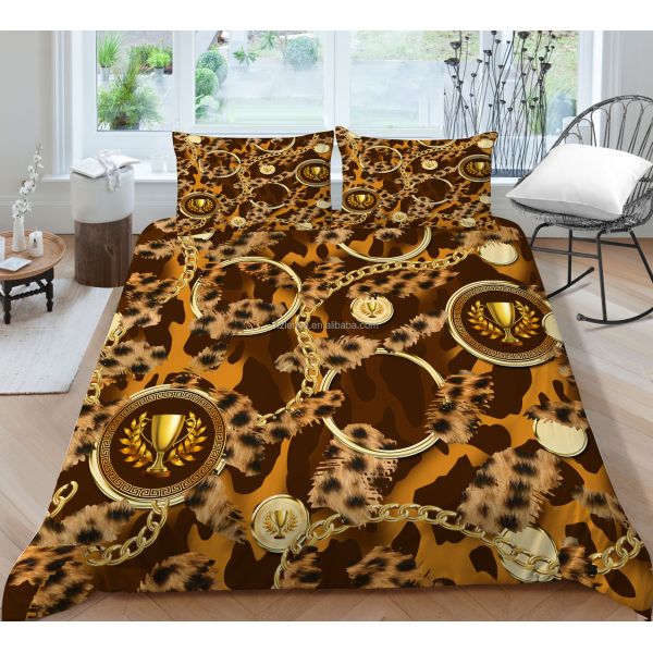 Luxury Fashion Design Nondisposable Microfiber Quilt Cover Set with Pillowcases
