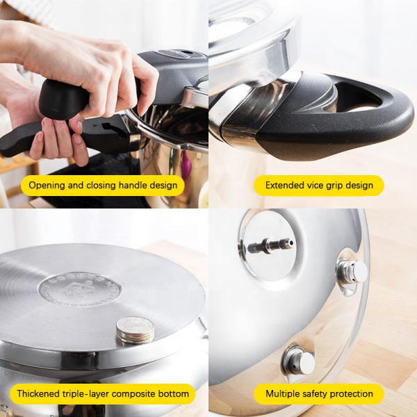 Multiple Sizes Kitchen Pressure Cooker Silver Soup Pot 18/8 Stainless Steel