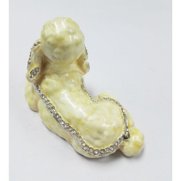 Fashion metal alloy dog trinket Jewelry Box pewter white cute dog trinket Jewelry Box