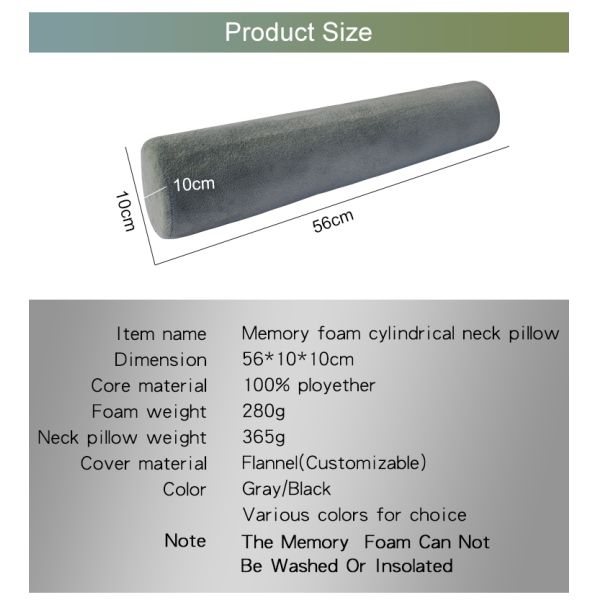 Flexible Travel Neck Roll Pillow with Memory Foam Filling and Customized Color Option