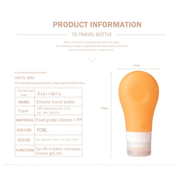 Бутылки перемещения силикона 37g Eco дружелюбные не токсические небольшие