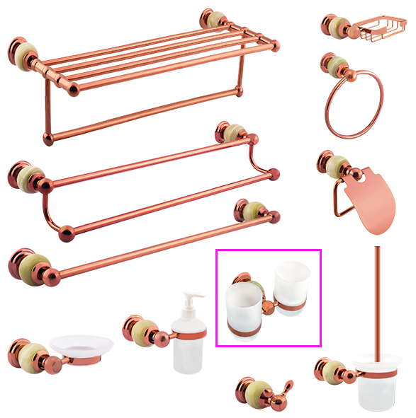 Коммерческий двойной тумблер держатель Розового золотого цвета ванной продукции для гостиницы