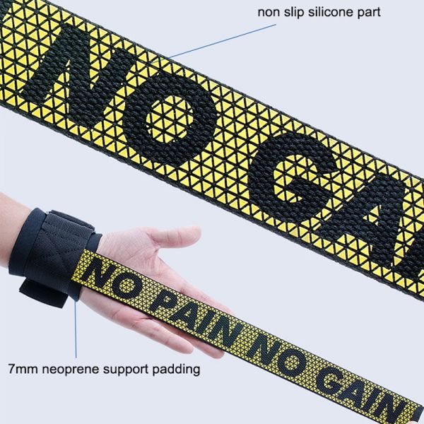 54cm Cotton Deadlift Weight Lifting Wrist Straps Neoprene Pad 38mm