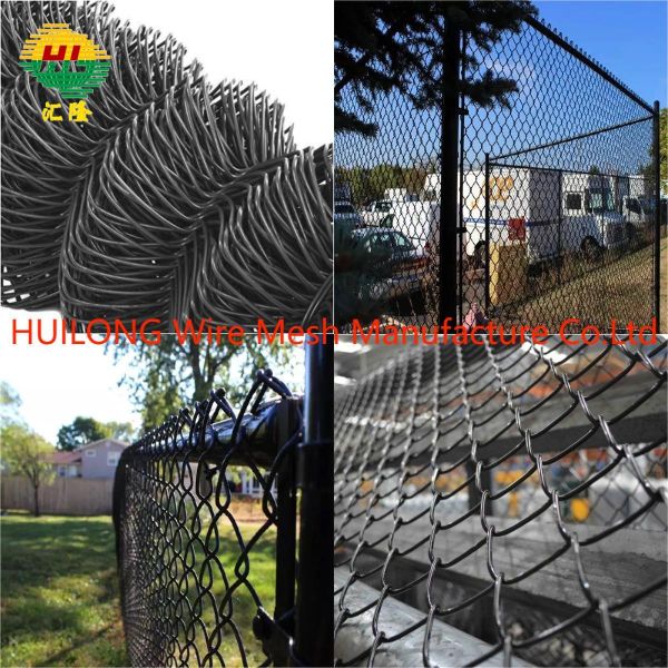 Покрытая пластиком горячая окунутая гальванизированная чернота крена 50фт загородки звена цепи 5 футов