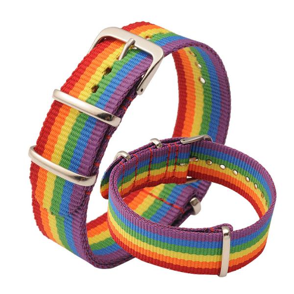 LGBT Pride Rainbow Nylon Band for Watch Russian Flag Strap Men Women Watches Accessory Canvas Bracelet Wristband 18 20 2