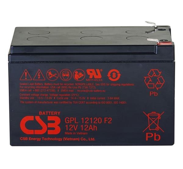 Batterie CSB GPL12120 12V 12Ah Batterie plomb-acide scellée pour une longue durée de vie et des applications UPS