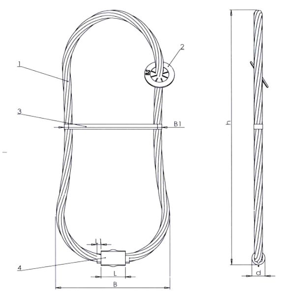 8mm Diameter Steel Wire Rope Lifting Loop For Hoisting Reinforced Concrete Element