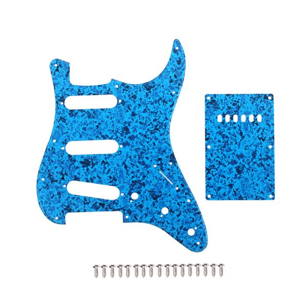 3Ply Blue Black Pickguard Scratch Plate SSS PVC Back Plate & Screws For ST Style Strat Части аксессуаров для электрической гитары