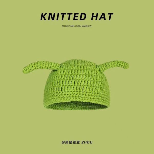 Unisex Adult Hat Party Balaclava Monster Shrek Wool Winter Knitted Green Funny Beanie Skullies Hat for Handmade