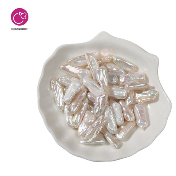 High Quality 10mm White Biwa Shape Fresh Water Pearls Keshi Pearls for Jewelry