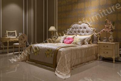 Neo Classical Bed Kingbed Solid wood Bed factory bedroom furniture high quality FFB-101N