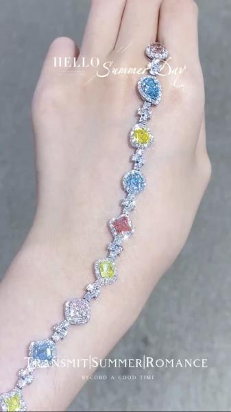 Colored Lab Created Diamond Bracelet Candy Bracelet Lab Diamond Jewelry