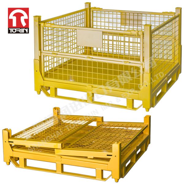 Torin LK01 Folding Semi Open Metal Cage Wire Mesh Pallet Container Metal Pallet