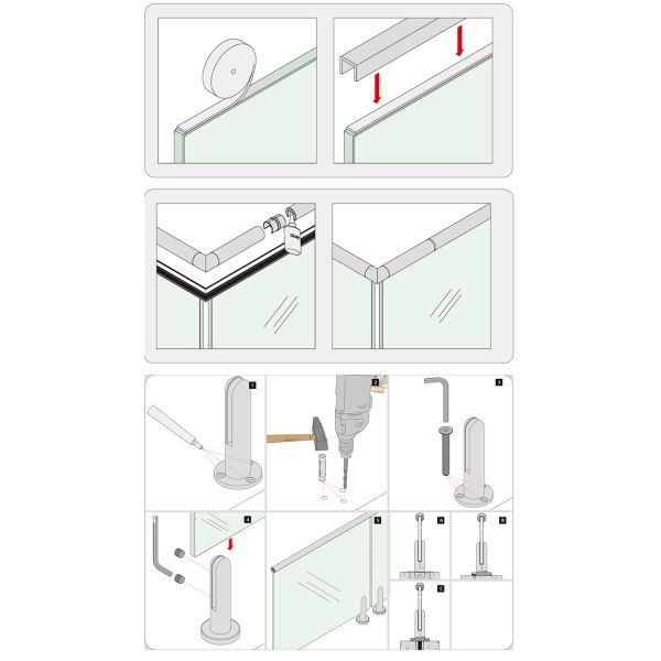 Перила балюстрады современной нержавеющей стали Frameless стеклянные для крытого и на открытом воздухе