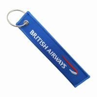 British Airways porte-clés brodés sur mesure en tissu résistant aux rayures porte-clés à patch sur mesure