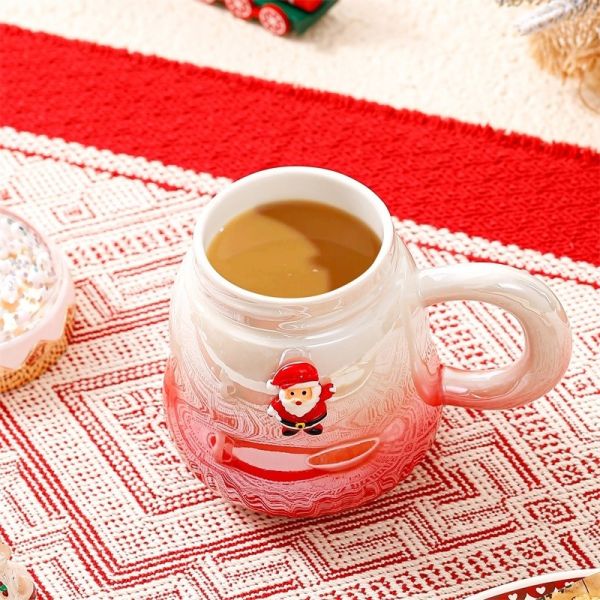 Gradient Color Christmas Ceramic Gift Boxed Mugs 2024 Delicacy Design 6.8cm*11cm 2 Colors