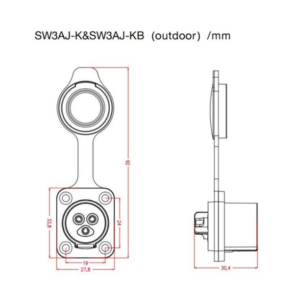 Женщина Powercon IP65 водонепроницаемый 3 ядра соединитель пластик черный