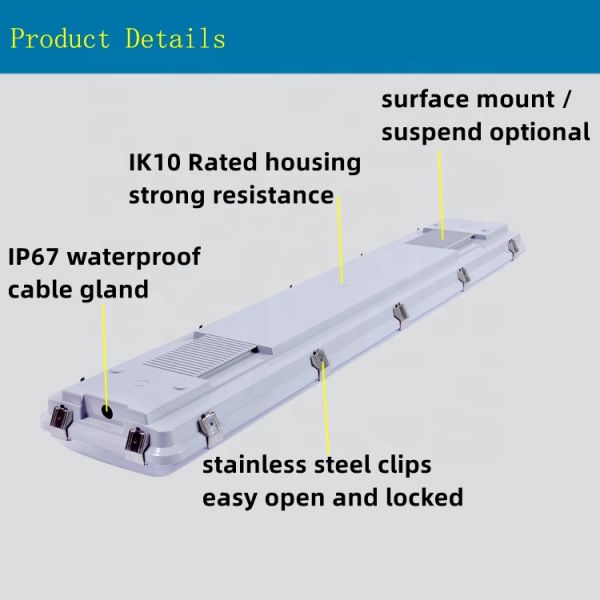Long Lifespan 50000 Hours LED Vapor Tight High Bay 155W/135W/120W/100W IP67 Waterproof