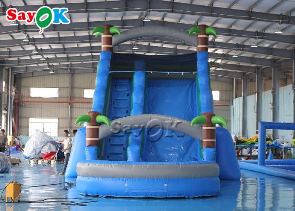 Deslizes de salto de palmeira de jardim sob medida Deslizes de água infláveis com piscina de salto