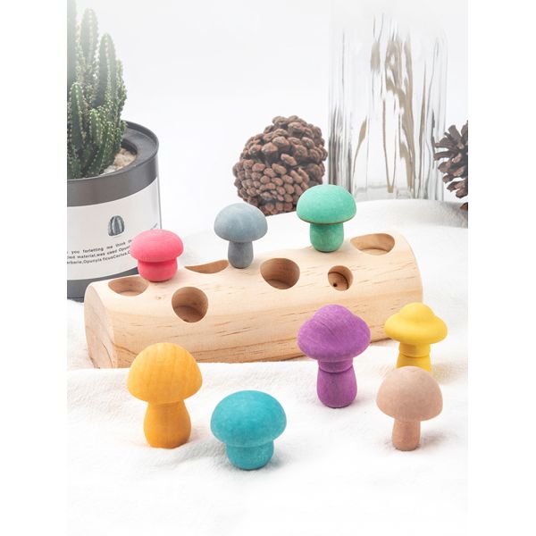 Гриб детей деревянный комплектуя блоки DIY 3D радуги игрушек