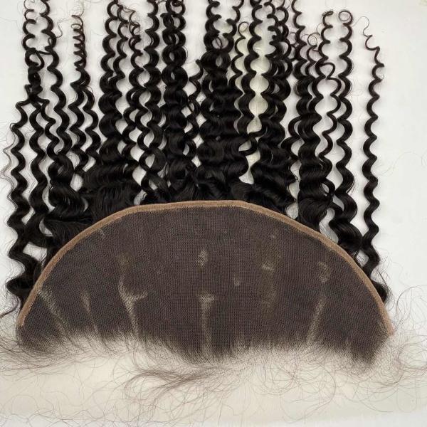 HD LACE 13 x 6 Lace Frontal Closure  Water Wave Ear to Ear HD Lace Frontal Pre Plucked 10-24inch  Human Hair Frontal Closures Free Part 150% Density Natural Black Color
