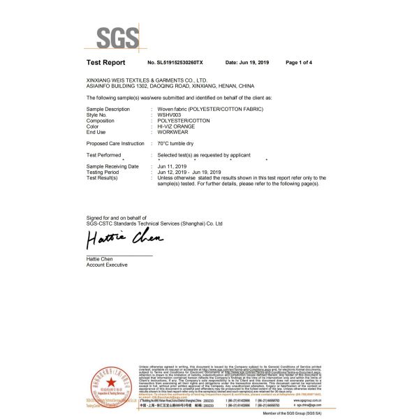 High Visibility Orange 260gsm Polyester Cotton Interweave Fabric