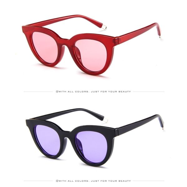 UV400 Round Women Retro Ladies Oval Sunglasses Acrylic Lens