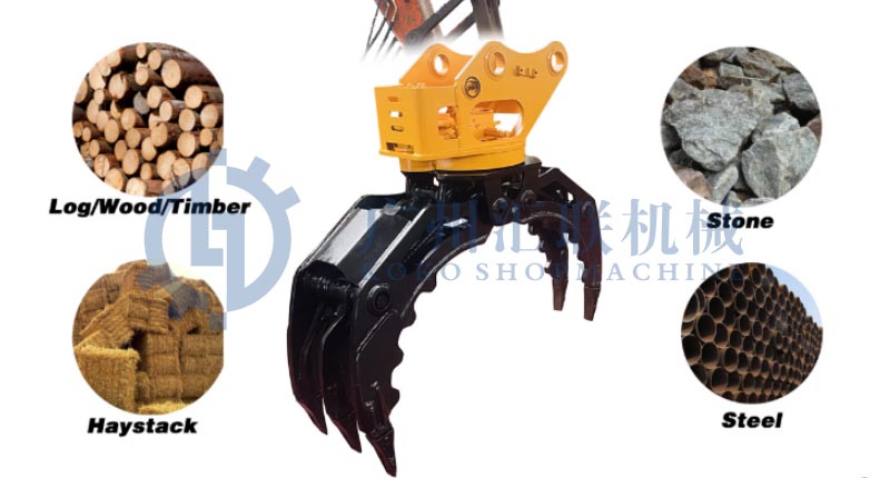 Hydraulic Rotating Gripper Wooden Log Grab Stone Grapple For EX200-5 EX300-5 EX330-5 EX330LC-5 EX370-5 Excavator
