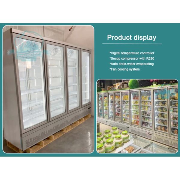 Promotion Product Commercial Vertical Single Temperature Glass Door Freezer Display Showcase