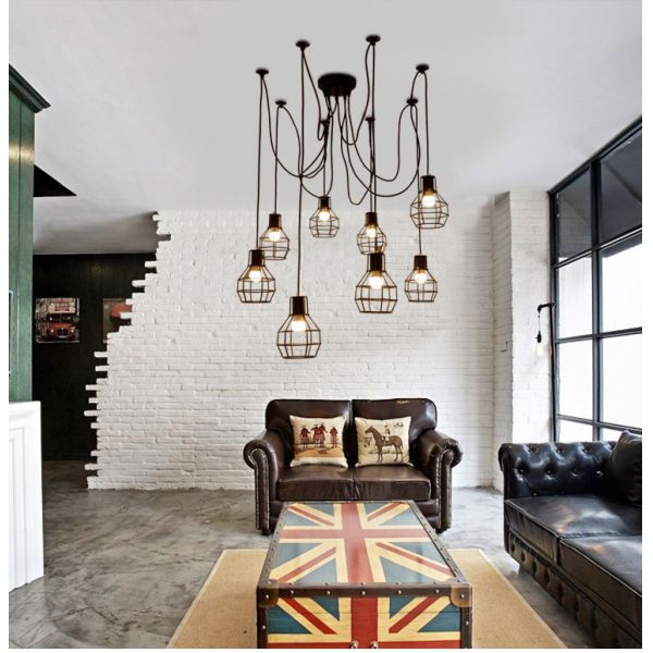 Retro Loft Industrial Chandelier Adjustable E27 Multi Head Lamps Restaurant metal lamp(WH-VP-225）