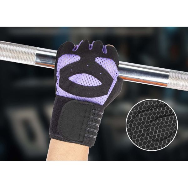Half Finger Gym Gloves With Straps For Weight Lifting Body Building