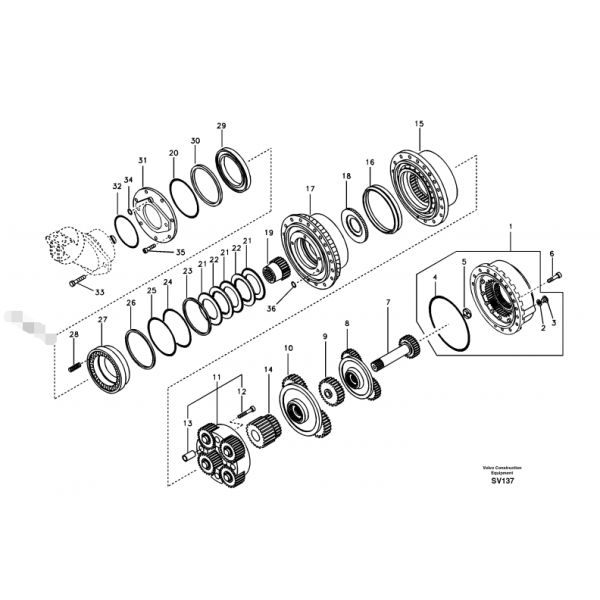 Коробка передач перемещения прибора ЭК460БЛК перемещения экскаватора ЭК460БЛК без мотора ВОЭ14531093