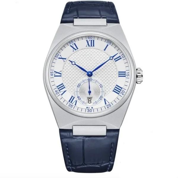 Alloy Case Waterproof Quartz Watch Shock Proof Leather Strap Quartz Watch 40mm Dia